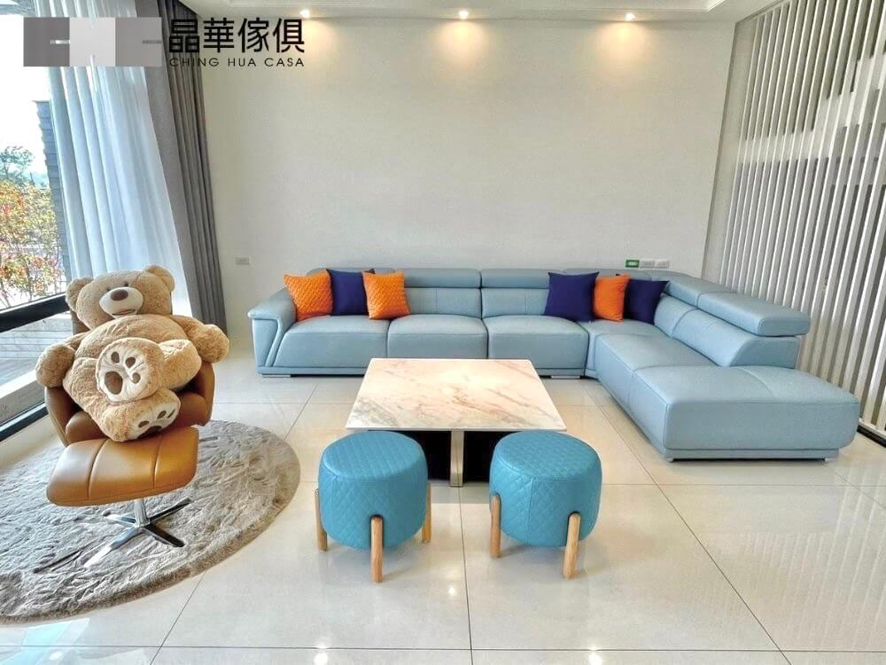 訂製沙發－L型全牛皮沙發訂製 Photo by: 晶華傢俱